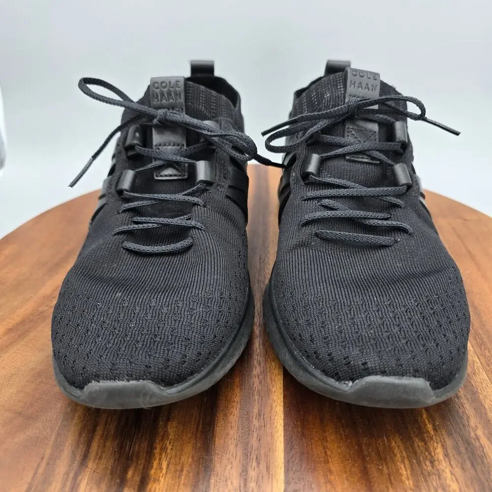 Cole Haan Grand Motion Shoes Mens 8.5 M Triple Black Stitchlite Leather Sneakers